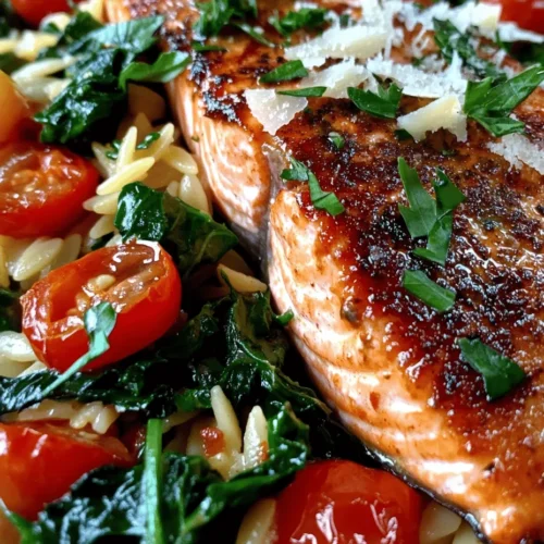 Imagine a vibrant, flavorful dish that brings the taste of the sea right to your dinner table, all while taking minimal effort to prepare. This is exactly what you get with One Skillet Salmon with Zesty Lemon Orzo. This delightful recipe not only pleases the palate with its zesty and fresh flavors, but it also embodies the convenience of a one-skillet meal, making it perfect for busy weeknights. With just a single pan to clean afterward, you can spend less time in the kitchen and more time enjoying your meal with family or friends.