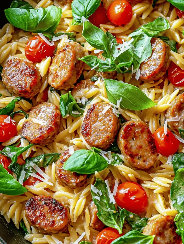 In the world of comforting meals, few dishes can compete with the delightful Creamy Chicken Sausage Orzo Skillet. This dish combines tender chicken sausage, creamy orzo pasta, and vibrant vegetables, making it a satisfying option for dinner. The creamy texture, coupled with the savory flavors of chicken sausage and the freshness of cherry tomatoes and spinach, creates a harmonious blend that is both delicious and nourishing. Additionally, its one-pan preparation makes it an ideal choice for busy weeknight dinners when time is of the essence, yet you still crave a home-cooked, hearty meal.