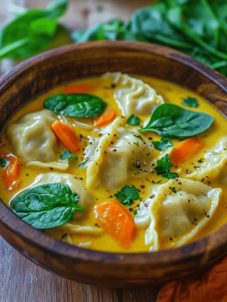 Curry Dumpling Soup is a dish that beautifully marries the heartiness of dumplings with the vibrant and aromatic flavors of curry. Its origins can be traced back to various regions in Asia, where both dumplings and curry have been staples for centuries. From the bustling streets of India, where curry is an everyday essential, to the comforting kitchens of Southeast Asia, where dumplings are a beloved treat, this soup encapsulates a fusion of cultures and culinary traditions. The dish is not only beloved for its rich flavors but also for its ability to evoke warmth and comfort, making it perfect for any occasion, from cozy family dinners to festive gatherings.