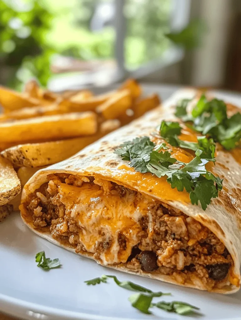 Cheesy Beef Burritos with Crispy Fries offer a delightful culinary experience that marries the beloved flavors of classic burritos with the satisfying crunch of perfectly cooked fries. This dish stands out not only for its taste but also for its unique presentation, making it a perfect choice for family dinners, casual gatherings, or a cozy night in. The burrito, a staple of Mexican cuisine, is known for its versatility and ability to be filled with various ingredients, making it a favorite among food lovers worldwide.
