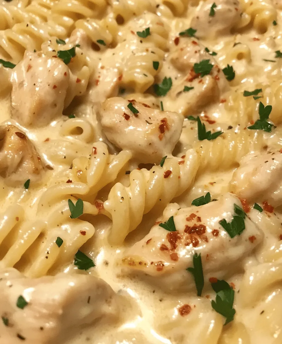 Welcome to a culinary delight that combines the rich, creamy textures of a classic pasta dish with the savory goodness of garlic butter chicken. This <strong>Creamy Garlic Butter Chicken and Rotini in Parmesan Sauce</strong> is an indulgent meal that strikes the perfect balance between comfort and simplicity. As life gets busier, finding weeknight meals that are both satisfying and quick to prepare becomes increasingly vital, and this recipe fits that bill perfectly. With its luscious sauce enveloping tender chicken and rotini pasta, it promises to please the palate of everyone at the table, making it a fantastic choice for family dinners or casual gatherings.” /></p>
</p>
<h3>Preparing the Sauce</h3>
</p>
<p>Creating the creamy garlic butter sauce is the heart of this dish, and mastering the technique will elevate your pasta to restaurant-quality. Begin by melting a generous amount of unsalted butter in a large skillet over medium heat. The key to a delicious sauce is controlling the heat, especially when sautéing garlic. You want the garlic to release its aromatic flavor without burning.</p>
</p>
<p>Once the butter is melted, add minced garlic to the skillet. Stir the garlic continuously for about 30 seconds to 1 minute, or until it turns golden brown and fragrant. Be vigilant; garlic can quickly go from perfectly sautéed to bitter if left unattended. This stage is crucial as it builds the base flavor for the sauce.</p>
</p>
<p>After the garlic is sautéed, lower the heat slightly to medium-low and add in the heavy cream. This helps to create a rich, velvety texture. Stir the mixture gently and allow it to simmer for a few minutes, letting it thicken slightly. Once it achieves a creamy consistency, incorporate grated Parmesan cheese into the mix. This will not only enhance the flavor but also help thicken the sauce. Stir continuously until the cheese is completely melted and the sauce is smooth. If the sauce becomes too thick, you can thin it out with a splash of pasta cooking water.</p>
</p>
<h3>Combining Ingredients</h3>
</p>
<p>Now that you have a luscious garlic butter sauce, it’s time to marry it with the rotini pasta. Make sure your pasta is cooked al dente according to package instructions, as it will continue to cook slightly when combined with the sauce. Reserve about a cup of the pasta cooking water before draining, as this starchy liquid can help achieve the perfect creamy consistency in your sauce.</p>
</p>
<p>Add the drained rotini directly into the skillet with the sauce. Use tongs or a large spoon to toss the pasta, ensuring that every piece is well-coated in the creamy sauce. If the sauce feels too thick, add a little reserved pasta water at a time until you reach your desired consistency. The goal is to create a dish where each swirl of rotini is enveloped in a rich, creamy coating, making every bite indulgent.</p>
</p>
<h3>Garnishing and Serving</h3>
</p>
<p>The presentation of your Creamy Garlic Butter Chicken and Rotini is essential for enhancing the dining experience. A simple yet elegant way to garnish your dish is by adding freshly chopped parsley or basil for a pop of color. Sprinkle additional grated Parmesan cheese over the top for added richness and visual appeal.</p>
</p>
<p>Serve the pasta in shallow bowls, allowing the creamy sauce to pool beautifully at the bottom. For an added touch, you can place a few slices of grilled chicken on top of the pasta, drizzling it with any remaining sauce. This not only highlights the chicken but also makes for a visually striking presentation.</p>
</p>
<h3>Nutritional Insights</h3>
</p>
<p>This dish is not only delicious but also provides a balanced array of nutrients. The chicken serves as an excellent source of lean protein, essential for muscle repair and growth. The Parmesan cheese contributes both protein and calcium, vital for bone health.</p>
</p>
<p>The rotini pasta provides carbohydrates, which are the body’s primary source of energy. Opting for whole grain pasta can further enhance the fiber content, aiding digestion and keeping you fuller longer. The addition of olive oil and butter introduces healthy fats, which are important for overall health and satiety.</p>
</p>
<p>For those looking to boost the nutritional profile of the dish, consider incorporating vegetables like spinach, broccoli, or sun-dried tomatoes. These additions not only enhance the flavor but also provide additional vitamins and minerals.</p>
</p>
<h3>Culinary Variations</h3>
</p>
<p>One of the best aspects of this creamy garlic butter chicken and rotini recipe is its versatility. Here are some creative variations to cater to diverse tastes and dietary preferences:</p>
</p>
<p>– <strong>Vegetable Additions</strong>: Incorporating vegetables like spinach, sun-dried tomatoes, or even cherry tomatoes can add a burst of color and flavor. Sauté these vegetables in the garlic butter before adding the cream for an extra layer of taste and nutrition.</p>
</p>
<p>– <strong>Protein Substitutions</strong>: If you’re looking for alternatives to chicken, shrimp or tofu can be excellent substitutes. Shrimp can be quickly sautéed and tossed in the sauce for a seafood twist, while tofu can be marinated and added for a vegetarian option.</p>
</p>
<p>– <strong>Lighter Options</strong>: For a lighter version of the dish, consider using half-and-half or a dairy alternative such as coconut milk or cashew cream. This will reduce the overall calorie count while still providing a creamy texture.</p>
</p>
<h3>Serving Suggestions</h3>
</p>
<p>When it comes to serving your Creamy Garlic Butter Chicken and Rotini, the possibilities are endless. For a complete meal, consider pairing the pasta with a crisp side salad, such as a mixed greens salad dressed lightly with lemon vinaigrette. This adds freshness and balances the richness of the pasta.</p>
</p>
<p>For beverage pairings, a crisp white wine such as Pinot Grigio or Sauvignon Blanc complements the creamy flavors beautifully. If you prefer non-alcoholic options, sparkling water with a splash of lemon or a refreshing herbal iced tea can also enhance the dining experience.</p>
</p>
<p>This dish is perfect for meal prepping as well; the flavors continue to develop and meld together when stored in the refrigerator. Simply reheat and serve, making it a convenient option for busy weeknights or lunch at work.</p>
</p>
<h3>Conclusion</h3>
</p>
<p>Creamy Garlic Butter Chicken and Rotini in Parmesan Sauce is a comforting and satisfying meal that brings joy to any dining table. The ease of preparation, combined with the delightful flavors, makes it a favorite among home cooks. Whether you’re cooking for family or entertaining guests, this dish is sure to impress.</p>
</p>
<p>Encouraging you to try this recipe for yourself, you will find that creating a rich, creamy pasta dish at home is not only achievable but also incredibly rewarding. Indulge in the flavors, experiment with variations, and share the joy of this delicious meal with loved ones. Enjoy your culinary journey!</p>
<div id=