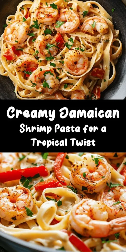 Transport your taste buds to Jamaica with this creamy shrimp pasta dish! This Jamaican Shrimp Pasta recipe combines fettuccine with succulent shrimp, vibrant bell peppers, and a rich coconut milk sauce seasoned with Jamaican jerk spice. Ready in just 30 minutes, it makes for a quick and delicious dinner. Don't forget to garnish with fresh parsley for a pop of color! Perfect for spice lovers, add a Scotch bonnet for an extra kick. Enjoy a taste of paradise any night of the week!
