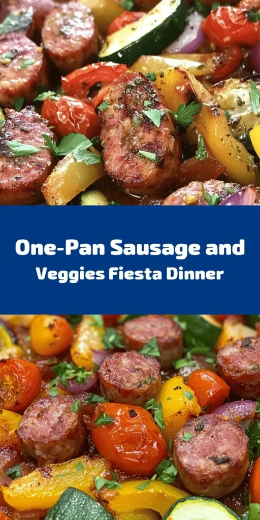 Kick off your mealtime with this Flavorful Fiesta Sheet Pan Sausage and Veggies! This vibrant dish features smoky sausage paired with colorful bell peppers, zucchini, red onion, and cherry tomatoes, all tossed in a zesty seasoning mix. It's easy to prepare and cooks in just 25-30 minutes, making it a perfect weeknight dinner. Just toss, bake, and enjoy a deliciously satisfying meal that brings all the fiesta flavors straight to your table.