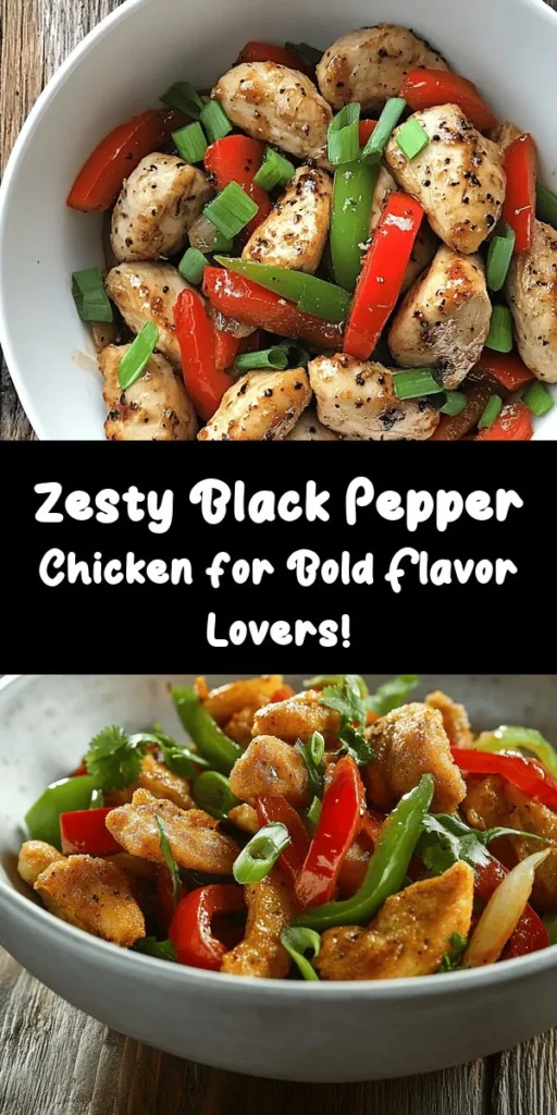 Discover a delightful twist on a classic with this Spicy Black Pepper Chicken recipe! Marinated in a flavorful mix of black pepper, soy sauce, and more, this dish boasts a crispy texture and vibrant colors. Easily prepared in under an hour, it features tender chicken and crisp vegetables, all tossed together for a satisfying meal. Perfect over steamed rice or noodles, this recipe is sure to spice up your dinner routine! Don’t forget to garnish with fresh cilantro for an extra touch.