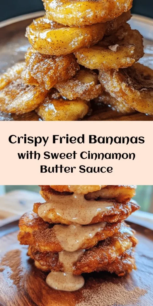 Indulge in the sweet and crunchy delight of fried bananas, perfectly golden and crisp! This easy recipe combines ripe bananas with a simple batter, fried to perfection and drizzled with a rich cinnamon butter sauce for an irresistible finish. Ideal for a tasty dessert or a fun snack, this dish takes just 30 minutes to prepare. Treat yourself and your loved ones to this delightful treat that’s sure to impress! Enjoy warm for the best flavor!