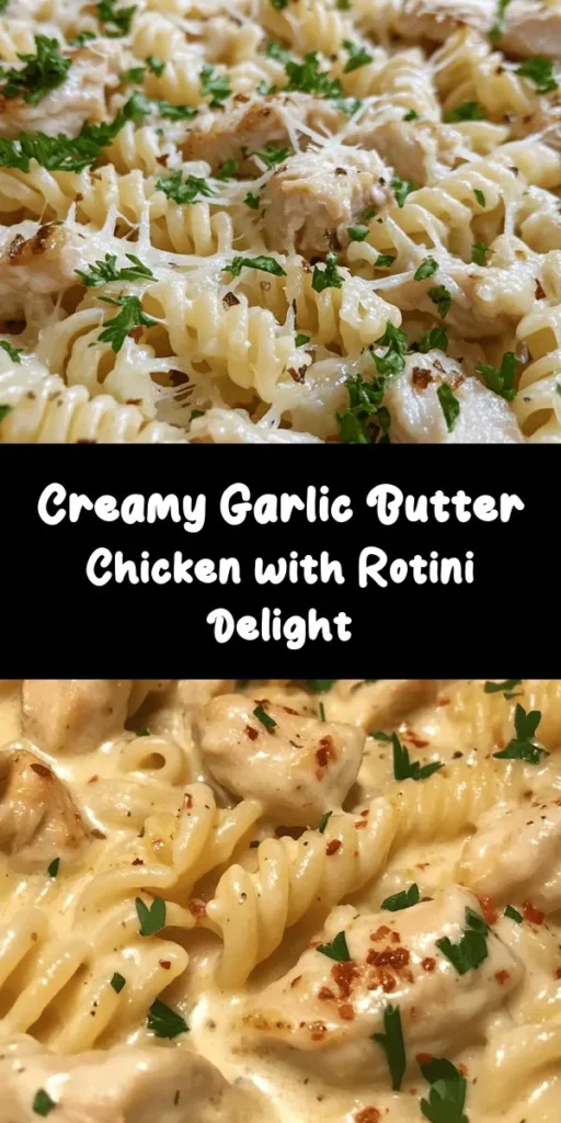 Indulge in this delicious creamy garlic butter chicken and rotini in Parmesan sauce for a comforting meal that everyone will love! This recipe features tender chicken cooked to perfection and rotini pasta coated in a rich, creamy sauce with garlic and Parmesan. It's easy to make in just 30 minutes, perfect for busy weeknights. Garnish with fresh parsley and a sprinkle of chili flakes for a bit of heat. Enjoy a plateful of comfort!