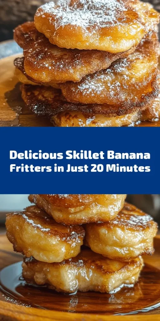 Try these delicious skillet banana fritters for a quick and easy treat! With just ripe bananas, flour, sugar, and a hint of cinnamon, you’ll create light and fluffy fritters that are perfect for breakfast or dessert. Fry them to golden perfection and serve warm, dusted with powdered sugar or drizzled with maple syrup. Ready in just 20 minutes, this simple recipe will have your family asking for seconds! Enjoy the sweet banana goodness!