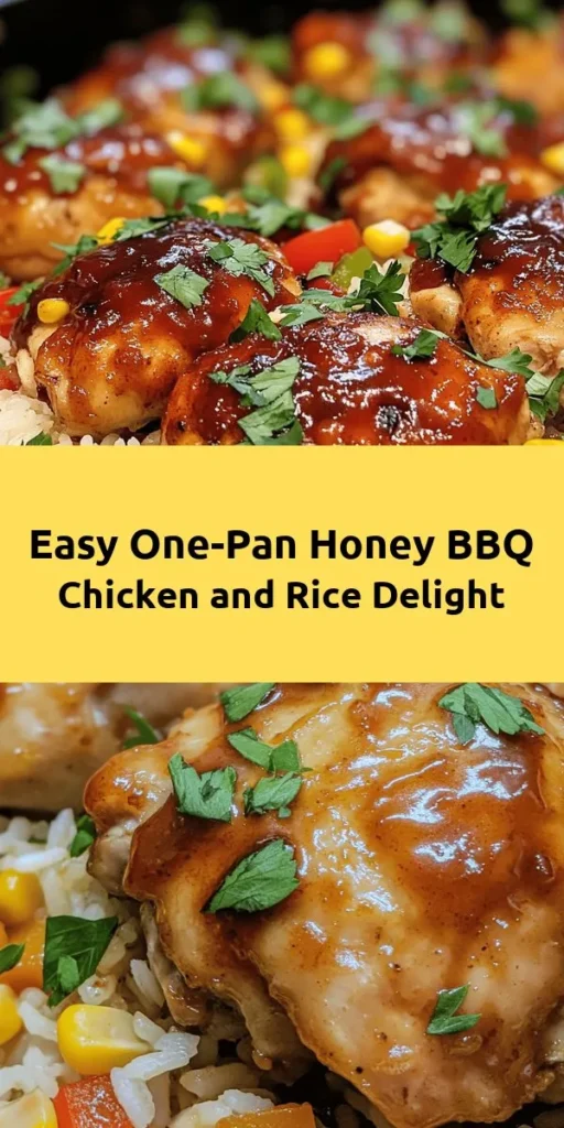 Discover the delicious ease of One-Pan Honey BBQ Chicken Rice! This comforting dish combines tender chicken thighs, savory rice, and a sweet and tangy BBQ sauce, all cooked in one skillet for hassle-free cleanup. With fresh veggies and a touch of smoked paprika, it's a complete meal that’s ready in under an hour. Perfect for busy weeknights or family gatherings, this recipe is sure to please everyone at the table. Garnish with fresh parsley for a pop of color and flavor!