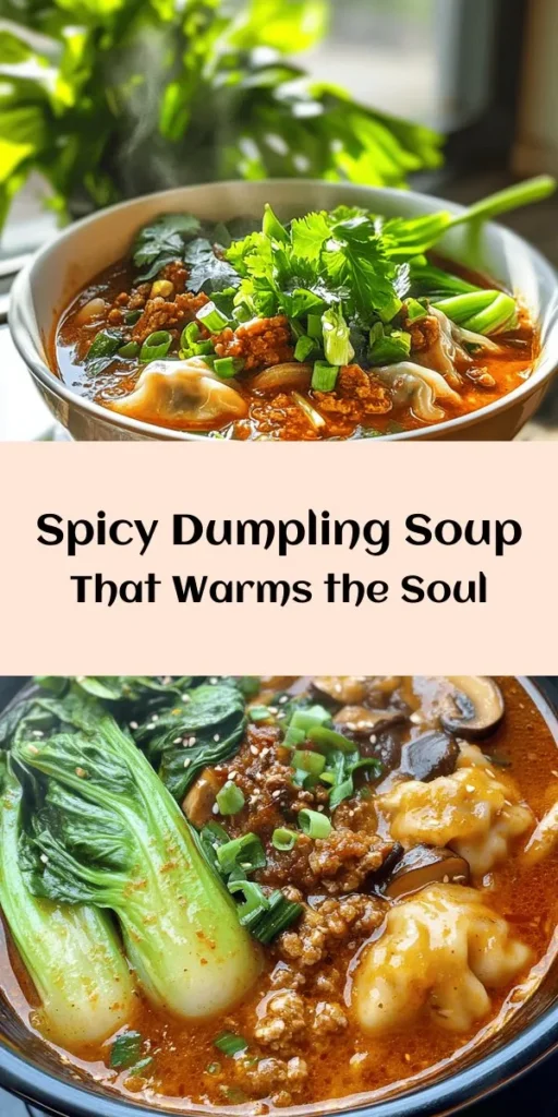 Warm up with this authentic spicy dumpling soup that’s bursting with flavor and comfort. Featuring homemade dumplings filled with ground pork, green onions, and a hint of ginger, this recipe combines them with a savory broth enriched by chili paste and fresh vegetables like bok choy and mushrooms. Perfect for cozy nights, this dish is simple, satisfying, and can easily be adjusted for any spice level. Enjoy a bowl of warmth that's both hearty and delicious!