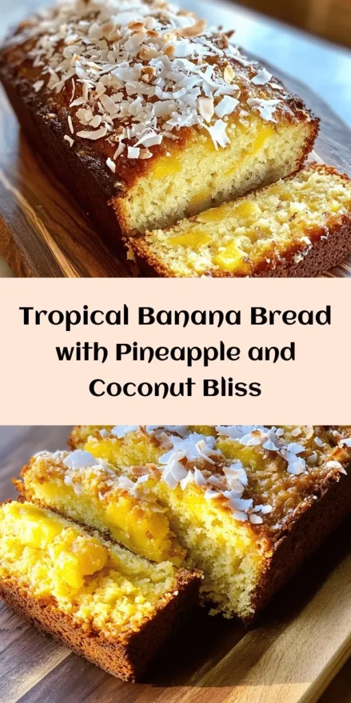 Discover a tropical twist on a classic favorite with this Tropical Delight Banana Bread! Packed with ripe bananas, crushed pineapple, and shredded coconut, this moist and flavorful bread is perfect for breakfast or a sweet treat. The combination of brown and granulated sugar adds just the right amount of sweetness, while optional walnuts or pecans give it a delightful crunch. Easy to make and sure to impress, it's bound to become a new family favorite!