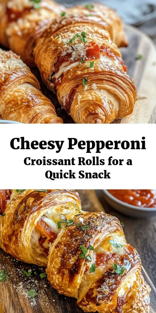 Indulge in these gooey Mozzarella Pepperoni Croissant Rolls, perfect for any snack or appetizer! With just a few simple ingredients like crescent roll dough, fresh mozzarella, and pepperoni, you can whip up a deliciously cheesy treat in under 30 minutes. Bake until golden and serve warm with marinara sauce for dipping. Great for parties or a movie night, these rolls are sure to impress friends and family alike. Enjoy every bite!