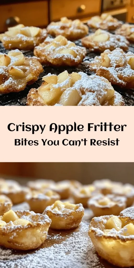 Indulge in these delicious Apple Fritter Bites! Perfect for a sweet treat, these mini fritters are packed with diced apples and a hint of cinnamon, creating a delightful flavor that’s hard to resist. Easy to make in just 30 minutes, this recipe combines simple ingredients and results in warm, crispy bites dusted with powdered sugar. Whether for breakfast or dessert, these fritters will bring smiles all around. Give them a try for a cozy, homemade delight!