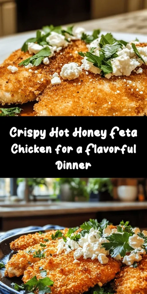 Looking for a deliciously unique dinner option? Try this Crispy Hot Honey Feta Chicken! Boneless chicken breasts are coated in a flavorful panko crust and cooked until golden. Topped with a creamy feta and hot honey mixture, this dish is both savory and sweet. It’s easy to make and perfect for impressing guests or treating yourself on a weeknight. Serve it with roasted veggies or a fresh salad for a complete meal. Enjoy every crispy bite!