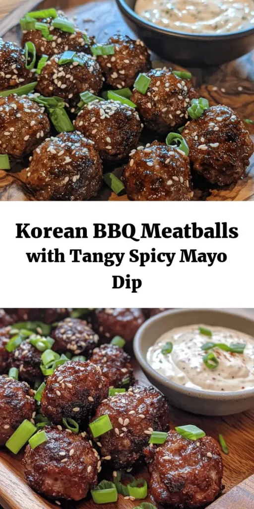 Elevate your snack game with these delicious Korean BBQ Meatballs paired with a spicy mayo dip! Made with ground beef or pork, panko breadcrumbs, and a kick of gochujang, these meatballs are easy to prepare and perfect for sharing. Bake until golden and serve with a zesty dip that has just the right amount of heat. Perfect for game day, parties, or a cozy dinner at home. Try this flavorful recipe today and impress your loved ones!