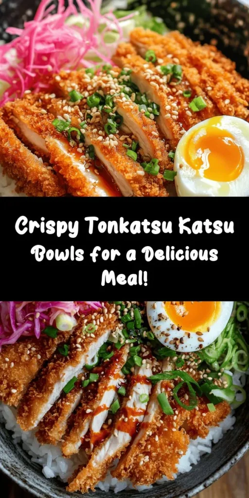 Savor the deliciousness of Crispy Tonkatsu Katsu Bowls, perfect for a cozy dinner at home! This recipe combines juicy pork or chicken, crispy panko coating, and flavorful tonkatsu sauce. Serve it over a bed of Japanese short-grain rice, topped with fresh cabbage, green onions, and a soft-boiled egg for extra richness. With easy instructions and a total prep time of just 45 minutes, you'll impress everyone with this delightful homemade meal. Enjoy!