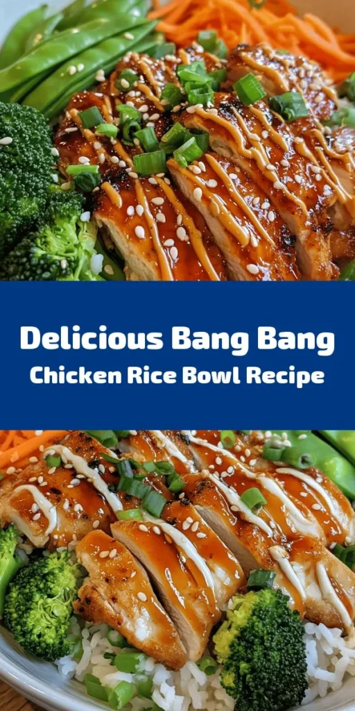 Get ready to spice up your dinner with this delicious Bang Bang Chicken Bowl! Featuring tender marinated chicken thighs, fluffy jasmine rice, and colorful veggies like broccoli, carrots, and snap peas, this bowl is a feast for the eyes and the taste buds. Drizzled with a creamy Bang Bang sauce that packs a punch, it’s perfect for a quick weeknight meal. Garnish with green onions and sesame seeds for the perfect finishing touch. Enjoy this flavorful, satisfying dish!