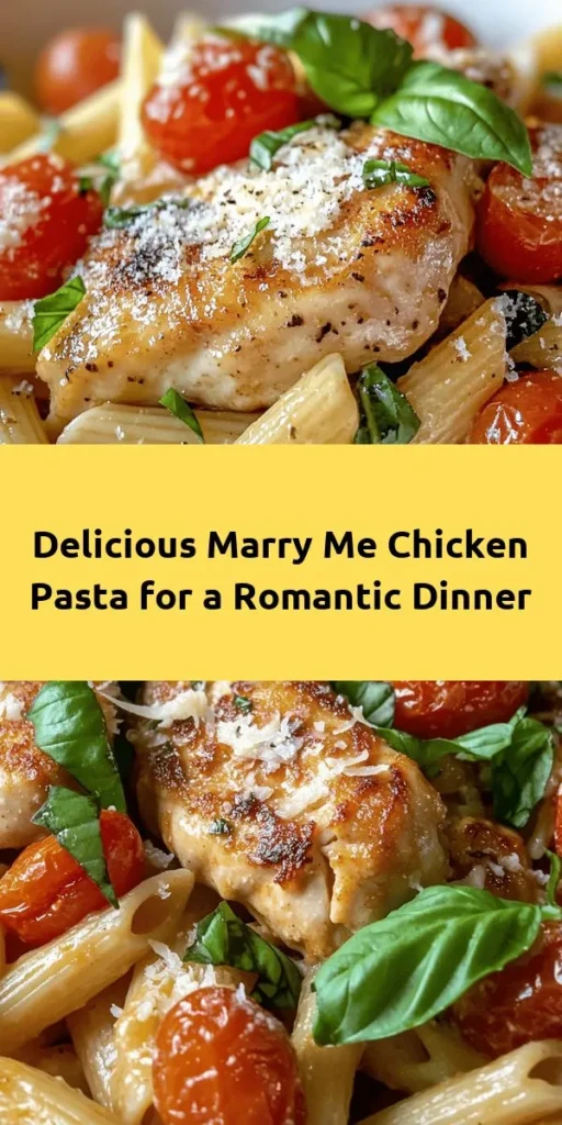 Indulge in the deliciousness of Marry Me Chicken Pasta! This creamy, comforting dish features tender chicken breasts, sautéed garlic, and juicy cherry tomatoes, all tossed with perfectly cooked penne pasta. The rich sauce, made with heavy cream and Parmesan, brings everything together for an unforgettable meal that’s sure to impress. Perfect for a romantic dinner or family gathering, this recipe is quick and easy to make in just 30 minutes. Enjoy a taste of love with every bite!