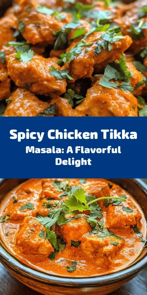 Get ready to spice up your dinner with this mouthwatering Spicy Chicken Tikka Masala Delight! This recipe features tender marinated chicken thighs roasted to perfection and tossed in a rich, creamy tikka masala sauce bursting with flavor. With a blend of aromatic spices and fresh ingredients, it's an irresistible dish that pairs beautifully with basmati rice or naan. Perfect for impressing guests or treating yourself to a cozy night in. Dive into the deliciousness today!