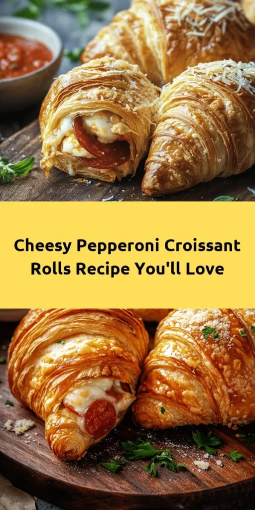 Indulge in these delightful Mozzarella Pepperoni Croissant Rolls, the perfect blend of crispy, cheesy, and savory! Made with refrigerated crescent roll dough, they're filled with gooey mozzarella, flavorful pepperoni, and a hint of Italian seasoning. Easy to prepare in just 25 minutes, these rolls are ideal for appetizers or snacks. Serve them warm with marinara sauce for a delicious dipping experience that everyone will love!