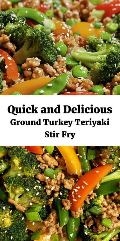 This Ground Turkey Teriyaki Stir Fry is a quick and delicious weeknight meal that's packed with flavor and nutrients! Made with ground turkey, fresh veggies like broccoli and snap peas, and a savory teriyaki sauce, it comes together in just 25 minutes. Serve it over rice or quinoa for a satisfying dinner. Plus, it’s easy to customize with your favorite vegetables. Perfect for busy nights when you want something healthy and delicious!