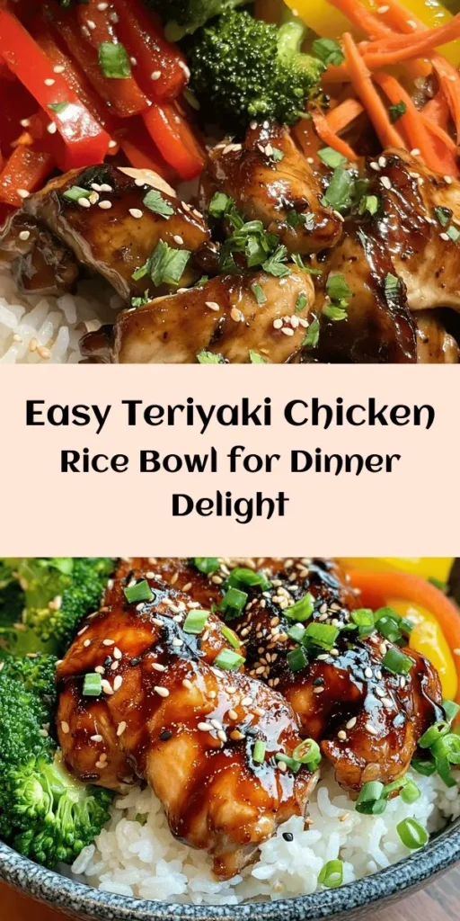 Indulge in the flavors of this Teriyaki Chicken Rice Bowl, a delightful and satisfying meal perfect for any day! With tender chicken thighs, vibrant veggies, and a rich homemade teriyaki sauce, this dish is both easy to make and incredibly tasty. Serve over fluffy jasmine rice and top with green onions and toasted sesame seeds for a beautiful finish. Perfect for weeknight dinners or meal prep, this recipe serves 4 and is sure to please!