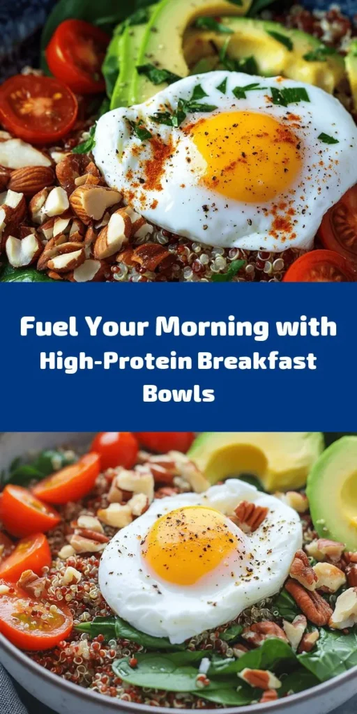Start your day strong with these High-Protein Power Breakfast Bowls! Packed with nutrient-dense ingredients like quinoa, Greek yogurt, fresh spinach, and cherry tomatoes, this bowl is a delicious way to fuel your morning. Top it off with poached or scrambled eggs and your choice of cheese. Customize with avocado, nuts, or seeds for extra texture. Quick to prepare, this vibrant breakfast is perfect for those on the go!