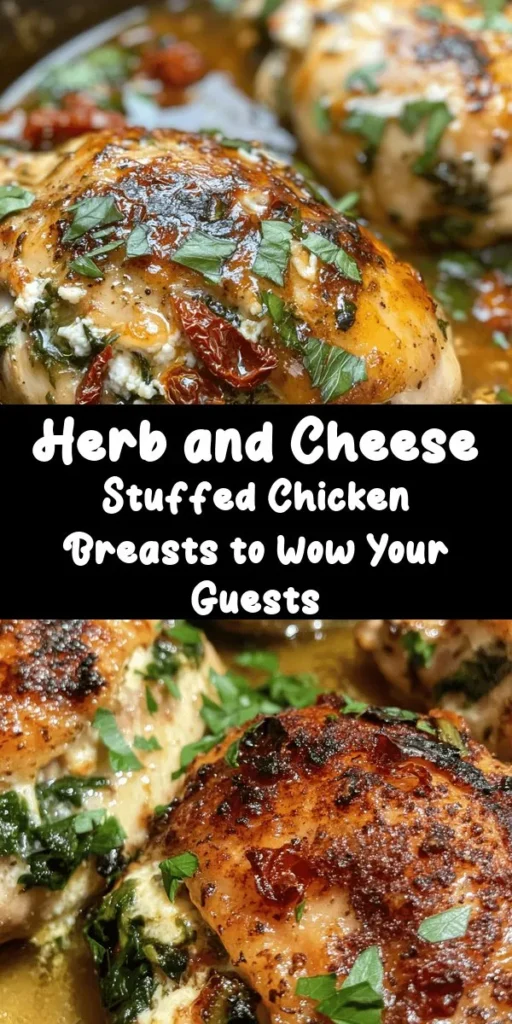 Try this delicious Herb & Cheese Stuffed Chicken Breast for a mouthwatering meal! Juicy chicken breasts are stuffed with a creamy blend of ricotta, mozzarella, fresh spinach, and sun-dried tomatoes, then baked to perfection. With a prep time of just 15 minutes and a total time of 45 minutes, this dish is perfect for weeknight dinners or special occasions. Serve it hot and enjoy the burst of flavors with every bite! Your family will love it!