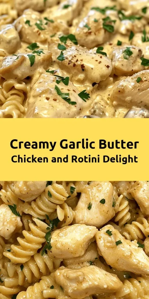 Indulge in this deliciously creamy garlic butter chicken and rotini dish! Perfect for a weeknight dinner, this recipe combines tender chicken and rotini pasta in a rich Parmesan sauce that’s sure to please the whole family. With just a handful of ingredients like garlic, butter, and Italian seasoning, you can whip up this comforting meal in under 30 minutes. Garnish with fresh parsley and red pepper flakes for that extra flavor. Happy cooking!