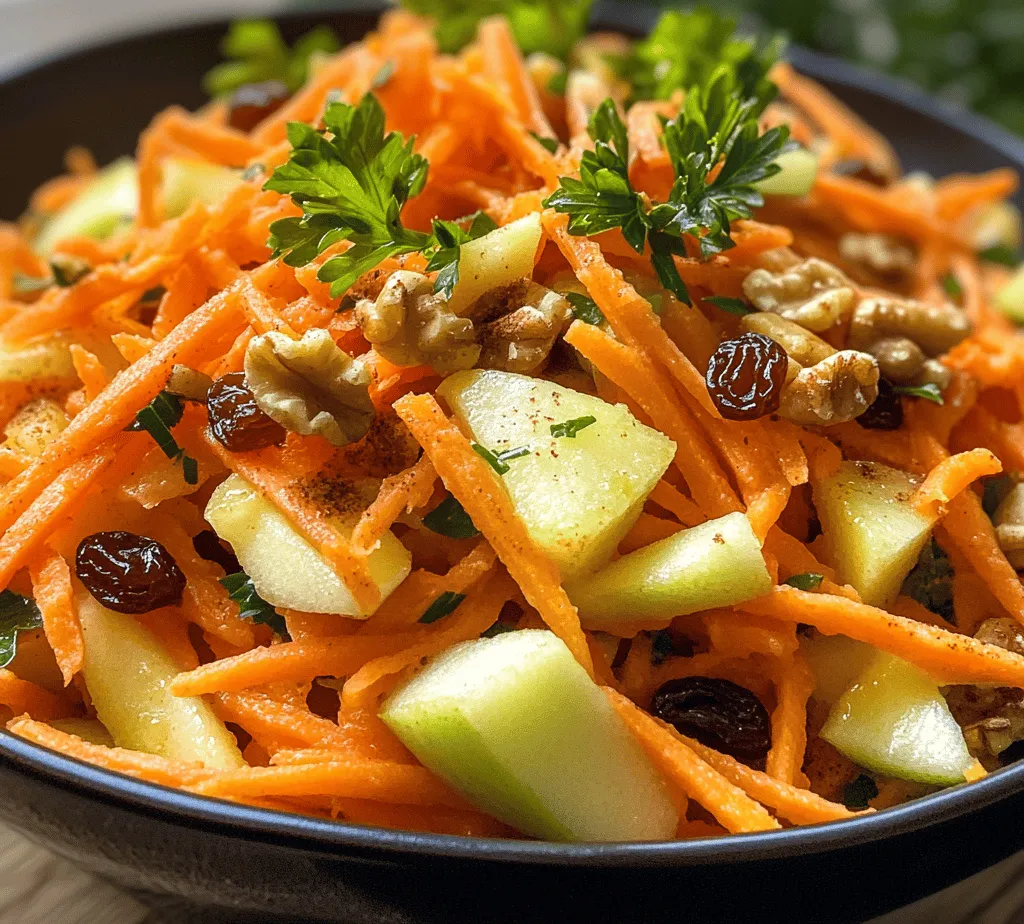 Introducing the Crunchy Carrot Apple Delight, a refreshing and nutritious dish that is perfect for a variety of occasions, from casual family dinners to elegant gatherings. This vibrant recipe combines the natural sweetness of apples with the earthiness of carrots, creating a delightful salad that is both visually appealing and satisfying to the palate. The contrasting textures of the crunchy carrots and crisp apples, paired with the added crunch of nuts, make this dish not only a feast for the eyes but also a wholesome choice for health-conscious eaters.