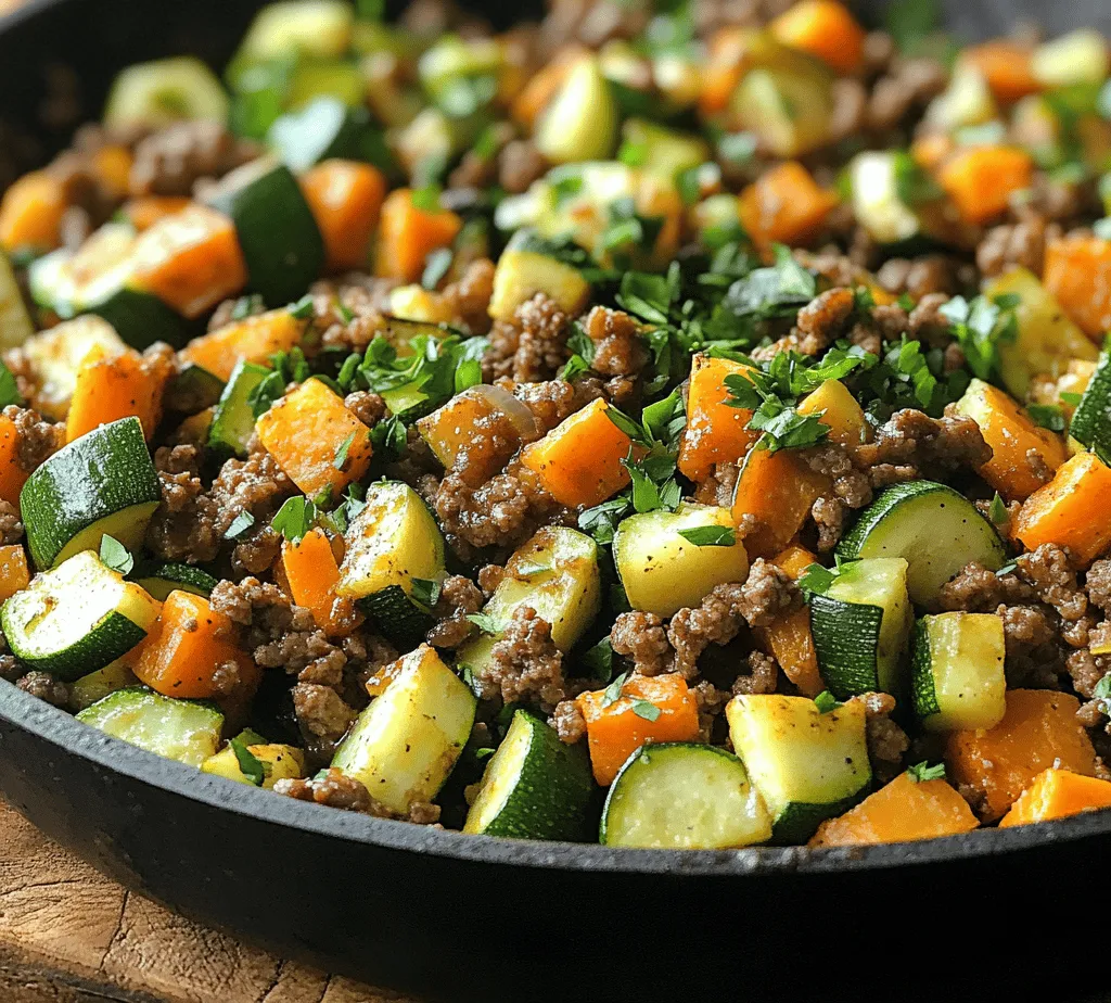 In the fast-paced world we live in, the appeal of one-skillet meals has never been more pronounced. These dishes offer a perfect blend of convenience and flavor, making them a popular choice for busy individuals and families alike. Among the myriad of one-skillet recipes, the Savory Ground Beef Zucchini & Sweet Potato Skillet stands out as a delicious option that not only satisfies hunger but also nourishes the body. With just a few wholesome ingredients, you can whip up a hearty meal that caters to various dietary preferences, ensuring everyone at the table leaves satisfied.