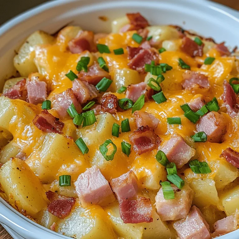 If you’re on the hunt for a dish that embodies comfort and indulgence, look no further than Cheesy Ham & Bacon Potato Delight. This recipe is a harmonious blend of creamy potatoes, savory ham, and crispy bacon, all enveloped in a rich, cheesy sauce. It’s a dish that invites you to gather around the table, perfect for family gatherings, potlucks, or simply a cozy night in. The appeal of this delightful meal lies in its ability to bring together loved ones, all while tantalizing their taste buds with a balance of flavors and textures.