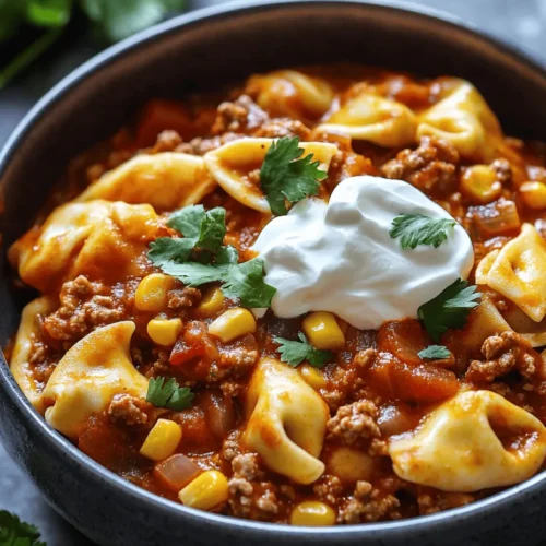 In the realm of culinary creativity, few things are more delightful than the fusion of two beloved cuisines. The Cheesy Beef Enchilada Tortellini is a prime example of this delicious collaboration between Mexican and Italian flavors. Picture this: tender cheese-filled tortellini enveloped in a rich, savory beef enchilada sauce, topped with melty cheese and a sprinkle of fresh cilantro. This dish not only brings comfort to the table but also impresses with its bold flavors.