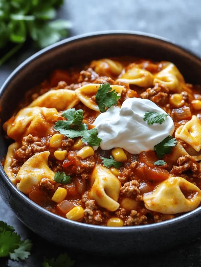 In the realm of culinary creativity, few things are more delightful than the fusion of two beloved cuisines. The Cheesy Beef Enchilada Tortellini is a prime example of this delicious collaboration between Mexican and Italian flavors. Picture this: tender cheese-filled tortellini enveloped in a rich, savory beef enchilada sauce, topped with melty cheese and a sprinkle of fresh cilantro. This dish not only brings comfort to the table but also impresses with its bold flavors.