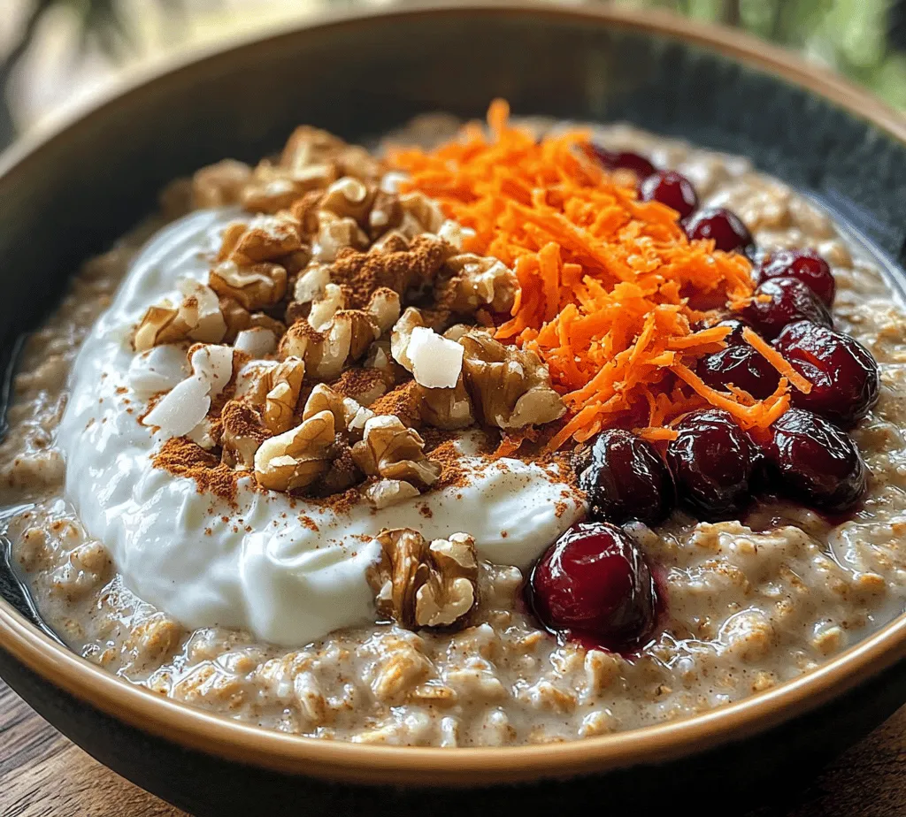 Oatmeal has long been celebrated as a versatile and nutritious breakfast option, cherished for its ability to provide a hearty start to the day. With its warm, comforting texture and ability to absorb flavors, oatmeal can be transformed into a myriad of delightful dishes. As the trend toward healthier breakfast choices continues to grow, so does the creativity surrounding this staple. One such innovative dish is the Carrot Cake Oatmeal Delight, a delightful twist on traditional oatmeal that captures the essence of a beloved dessert in a wholesome morning meal.