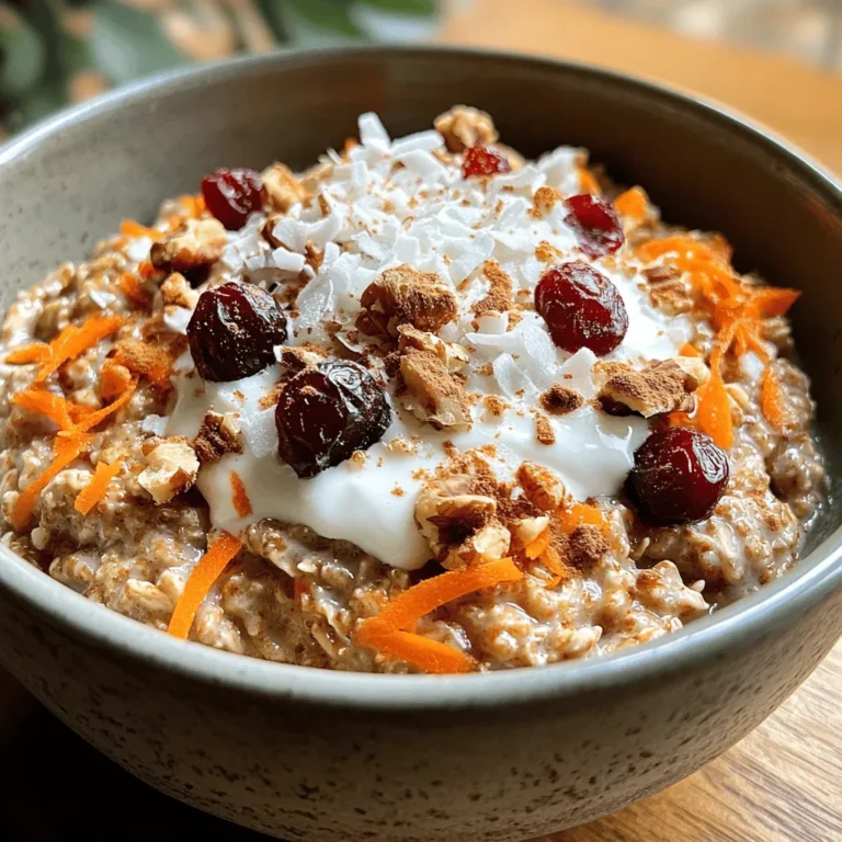 Oatmeal has long been celebrated as a versatile and nutritious breakfast option, cherished for its ability to provide a hearty start to the day. With its warm, comforting texture and ability to absorb flavors, oatmeal can be transformed into a myriad of delightful dishes. As the trend toward healthier breakfast choices continues to grow, so does the creativity surrounding this staple. One such innovative dish is the Carrot Cake Oatmeal Delight, a delightful twist on traditional oatmeal that captures the essence of a beloved dessert in a wholesome morning meal.