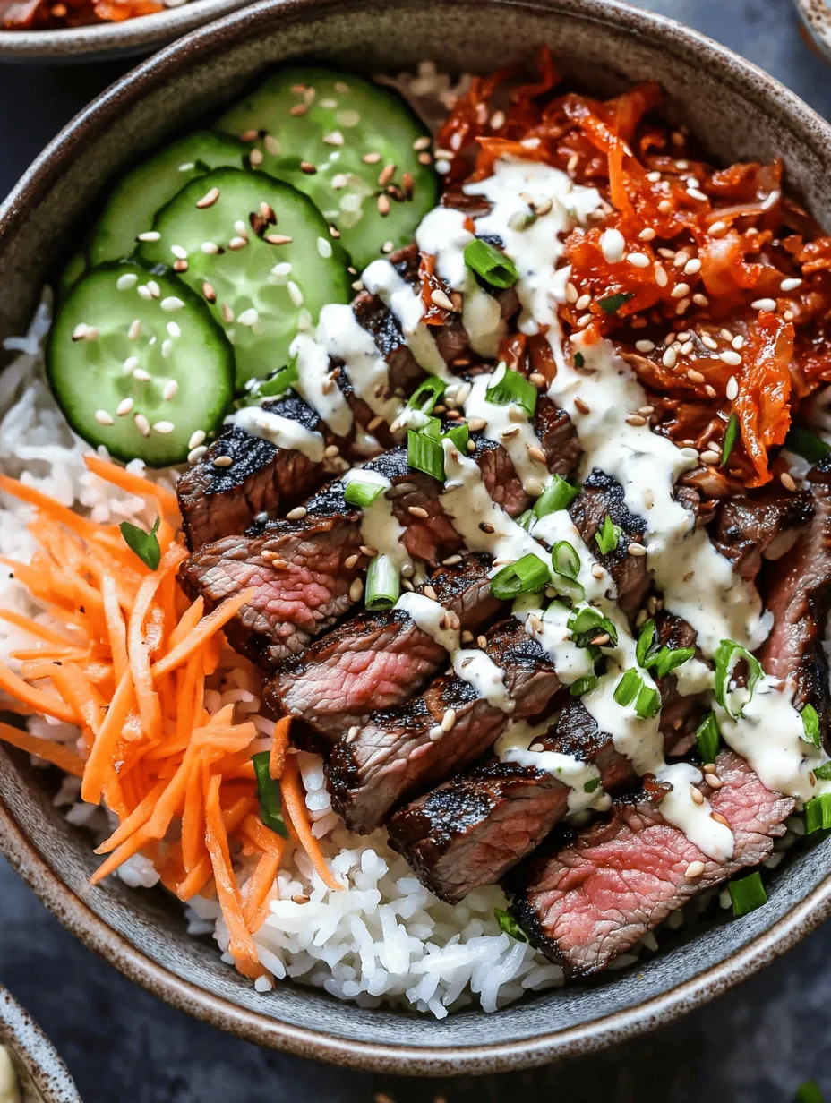 Indulge in the vibrant and dynamic flavors of Korean cuisine with our Sizzling Korean BBQ Steak Rice Bowls. This delightful dish marries the rich, savory notes of tender marinated flank steak with the aromatic goodness of jasmine rice and a colorful medley of fresh vegetables. Crowned with a zesty spicy cream sauce, this recipe elevates the traditional rice bowl into an unforgettable culinary experience.