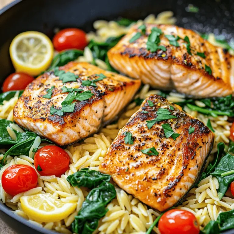If you’re on the lookout for a meal that strikes the perfect balance between health and flavor, look no further than One Skillet Salmon with Lemon Orzo. This delightful dish marries the rich, buttery taste of salmon with the bright, zesty notes of lemon, all while incorporating the comforting texture of orzo pasta. Not only is it a feast for your taste buds, but it also caters to a busy lifestyle, allowing you to whip up a nutritious meal in under 30 minutes. Whether you’re cooking for yourself or entertaining guests, this easy-to-make recipe is sure to impress while delivering on both nutrition and taste.
