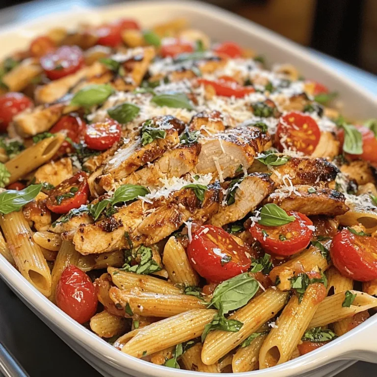 Bruschetta Chicken Pasta is a delightful fusion dish that brings together the best of Italian cuisine in a vibrant, hearty meal. Imagine succulent pieces of chicken, perfectly cooked pasta, and a fresh bruschetta topping bursting with flavors of ripe tomatoes and fragrant basil. This dish not only tantalizes your taste buds but also provides a colorful presentation that can elevate any dining experience, whether it's a casual weeknight dinner or a festive gathering.