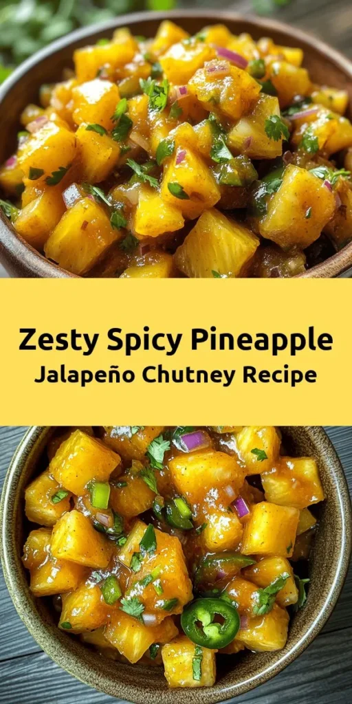 Spice up your meals with this delicious Spicy Pineapple Jalapeño Chutney! Bursting with sweet and spicy flavors, this easy recipe combines fresh pineapple, jalapeños, and a mix of herbs and spices simmered to perfection. Perfect as a condiment for grilled meats, seafood, or cheese platters, it’s sure to impress your guests. Make it ahead and let the flavors meld for the ultimate taste experience. Try this vibrant chutney today!
