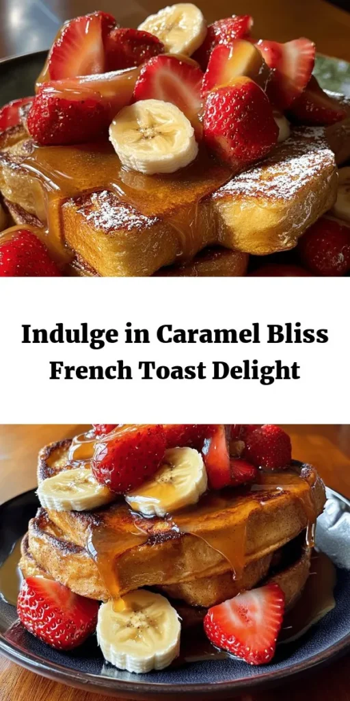 Indulge in the sweet delight of Caramel Bliss French Toast! This easy recipe elevates your breakfast with thick slices of brioche or challah soaked in a rich custard and caramelized for a delectable finish. Topped with fresh fruit and a drizzle of maple syrup, it's a treat you won’t want to miss. Perfect for a special morning or weekend brunch, it's ready in just 25 minutes. Get ready to savor every bite of this heavenly dish!