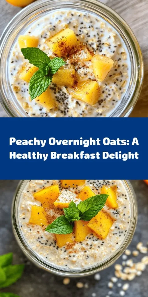 Start your day on a delicious note with these irresistible Healthy Overnight Oats featuring fresh peaches! This simple recipe combines rolled oats, almond milk, chia seeds, honey (or maple syrup), and warm cinnamon for a delightful blend of flavors. Packed with nutrients and easy to prepare, just mix everything in a jar, refrigerate overnight, and enjoy a creamy, satisfying breakfast in the morning. Perfect for busy mornings! Don't forget to garnish with extra peach and fresh mint!