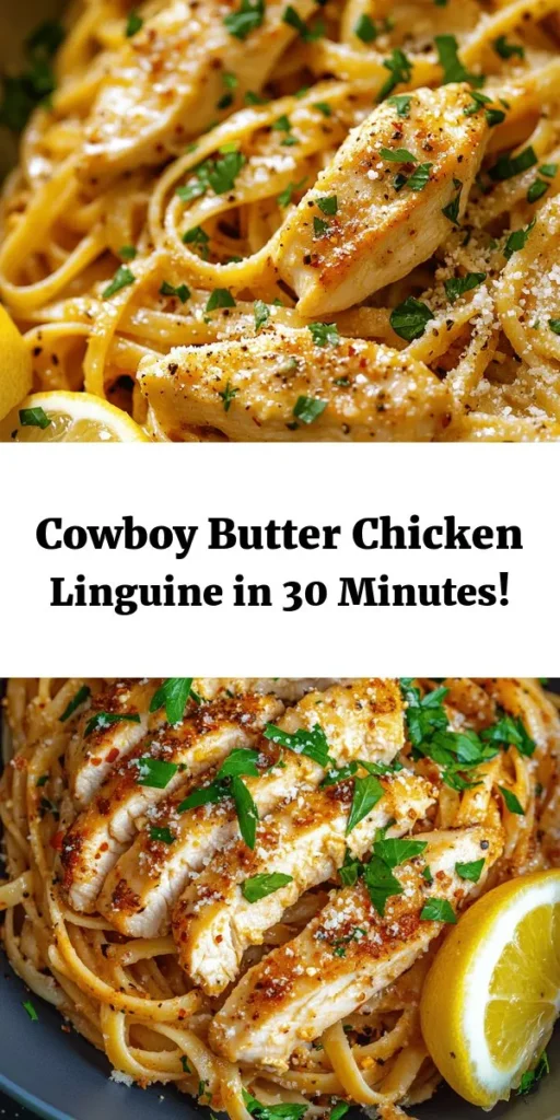 Get ready to savor a delicious twist on dinner with this Easy Cowboy Butter Chicken Linguine! This quick recipe takes just 30 minutes to prepare and serves up a creamy butter sauce infused with garlic, Worcestershire, and smoked paprika, perfectly coating tender linguine and juicy chicken. Topped with fresh parsley and Parmesan, each bite bursts with flavor. Serve with a squeeze of lemon for the perfect finish. Perfect for a weeknight meal!