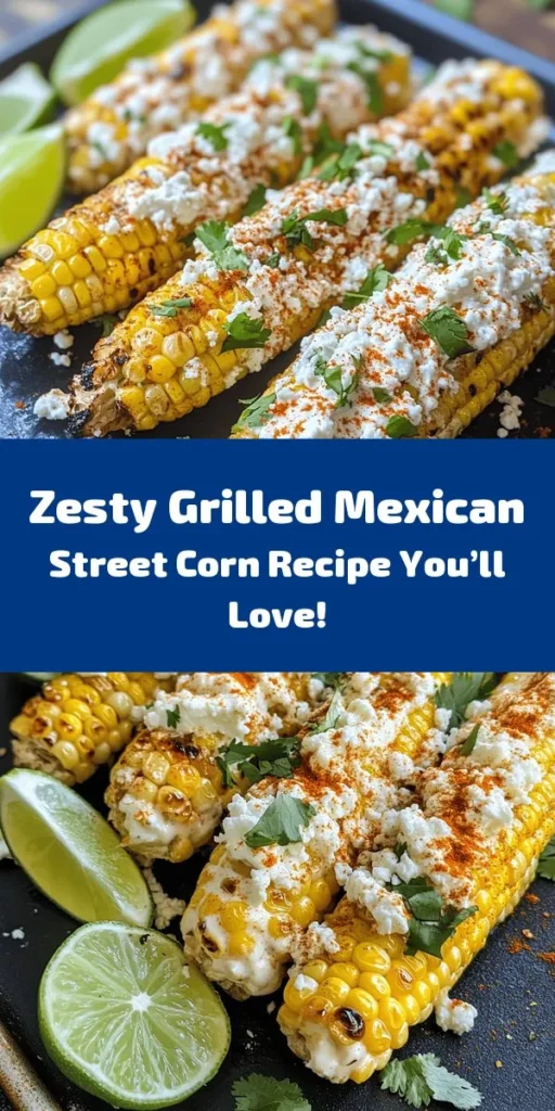 Indulge in the vibrant flavors of Zesty Grilled Mexican Street Corn! This delicious recipe features fresh corn grilled to perfection and slathered in a creamy, zesty coating of mayonnaise, sour cream, and spices. Topped with crumbled Cotija cheese and a squeeze of lime, it’s the ultimate side dish or snack for your summer gatherings. Quick to prep and full of flavor, this corn is sure to be a crowd-pleaser. Enjoy this delightful twist on a classic!