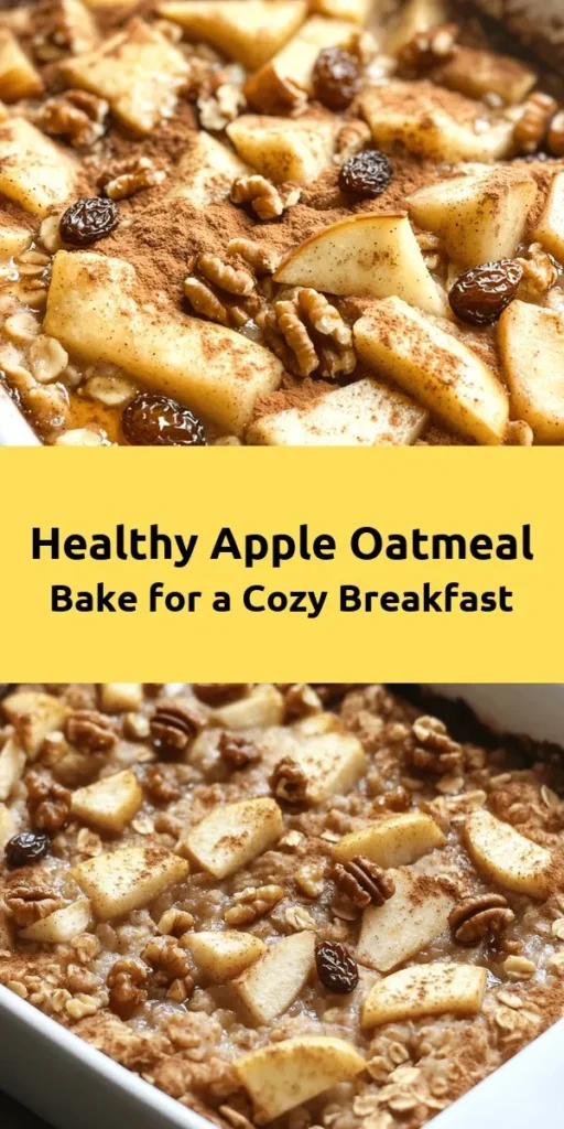 Start your day on a delicious and healthy note with this irresistible Apple Oatmeal Breakfast Bake! Made with wholesome rolled oats, sweet apples, and a hint of cinnamon, this recipe offers a nutritious start that's easy to prepare. Mix your favorite nuts and dried fruits for extra flavor and texture, and enjoy it warm with a drizzle of maple syrup or a dollop of Greek yogurt. Perfect for meal prep, it's a delightful breakfast option that everyone will love!