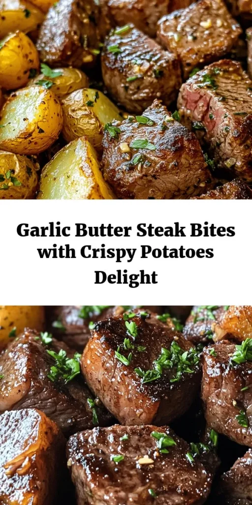 Treat yourself to these mouthwatering Sizzling Garlic Butter Steak Bites with Crispy Potatoes! Perfectly seared sirloin steak bites are tossed in a rich garlic butter sauce and paired with golden, crispy potatoes. This easy recipe features fresh thyme and takes just 40 minutes from prep to plate. Great for a weeknight dinner or special occasions, this dish is sure to impress. Don’t forget to top it off with fresh parsley for a pop of color!