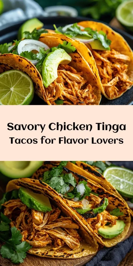 Dive into flavor with these delicious Chicken Tinga Tacos! Made with tender shredded chicken thighs simmered in a spicy and smoky adobo sauce, this recipe is perfect for any taco night. With just 15 minutes of prep time, you can have a mouthwatering meal on the table in under an hour. Serve with warm corn tortillas, fresh cilantro, avocado, and lime for a burst of freshness. Your taste buds will thank you! Enjoy with family and friends!