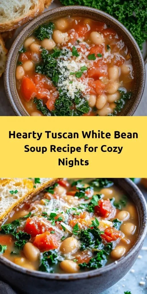 Warm up with a bowl of comforting Tuscan White Bean Soup! This hearty recipe combines tender cannellini beans with savory vegetables, fragrant herbs, and a splash of lemon for the perfect blend of flavors. Whether you use dried beans or canned, this dish is simple and satisfying. Topped with grated Parmesan cheese and fresh parsley, it's ideal for cozy nights at home. Serve with crusty bread for a complete meal. Perfect for sharing with family or friends!