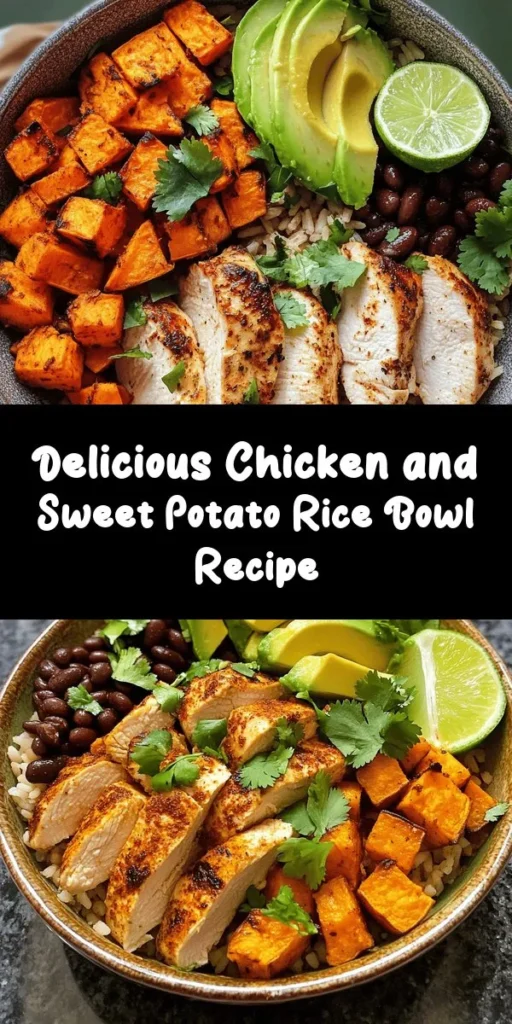 Elevate your meal prep game with this delicious Chicken and Sweet Potato Rice Bowl! It's a wholesome combination of juicy chicken breasts, roasted sweet potatoes, and nutty brown rice, all topped with black beans and creamy avocado. Perfectly seasoned with paprika and finished with a zesty lime drizzle, this recipe is not only tasty but also easy to make. Ideal for a nutritious lunch or dinner meal that the whole family will love. Enjoy a bowl of comfort and flavor!