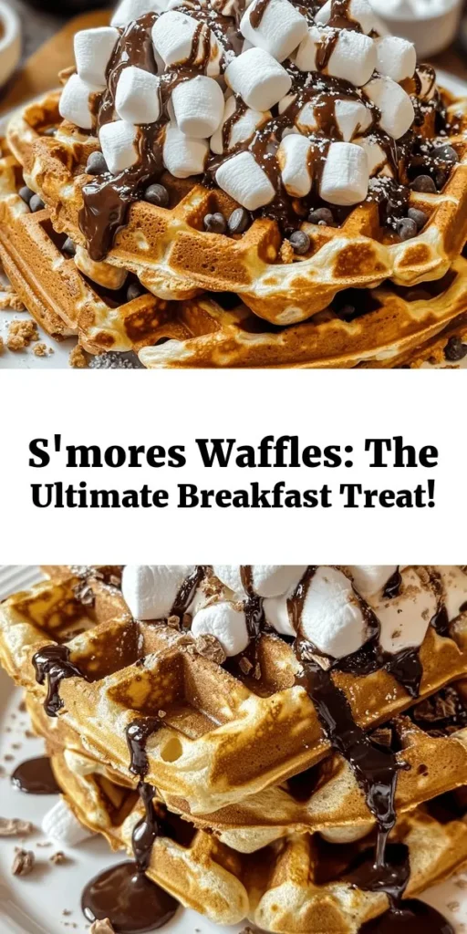 Treat yourself to a delicious breakfast with these indulgent S'mores Waffles! Made with fluffy batter, mini chocolate chips, and marshmallows, these waffles capture the essence of classic s'mores in every bite. Perfect for cozy mornings, this recipe is easy to whip up and only takes 15 minutes to prep. Serve warm topped with whipped cream, crushed graham crackers, and a drizzle of chocolate sauce for a delightful start to your day. Enjoy this sweet twist on a breakfast favorite!
