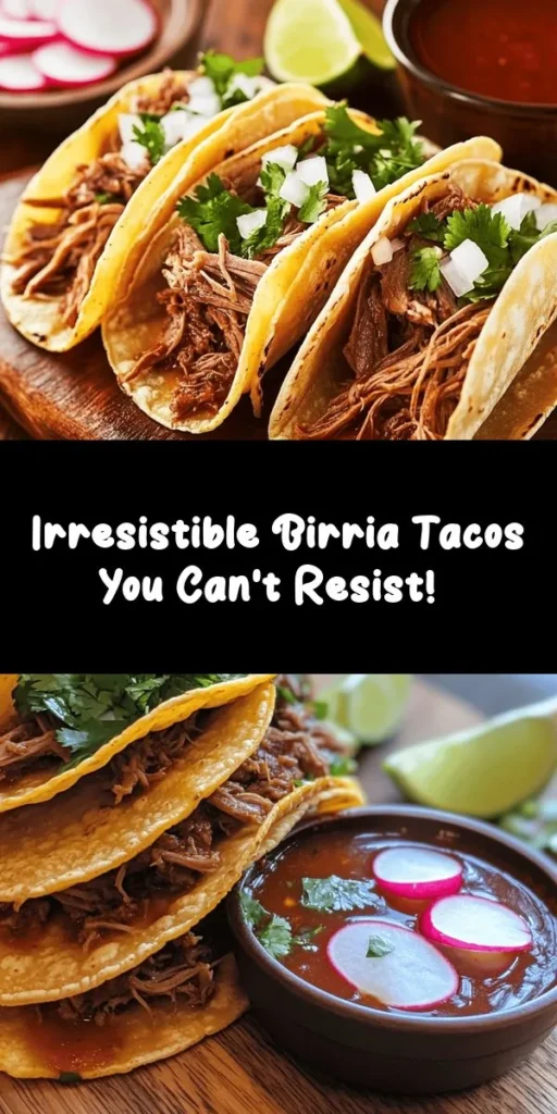 Discover the irresistible flavors of my favorite Birria Tacos! This recipe features tender, slow-cooked beef infused with savory spices and rich chili paste. Perfectly paired with warm corn tortillas, fresh cilantro, and zesty lime, these tacos are a crowd-pleaser. Serve them with your favorite salsa or dip them in the flavorful consommé for an extra kick. With just a few hours of simmering, you’ll have a delicious meal that’s worth the wait!